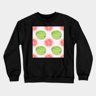 Bright watercolor tropical fruit pattern, guavas Crewneck Sweatshirt